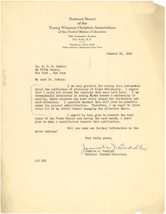 Letter from Juanita J. Saddler to W. E. B. Du Bois