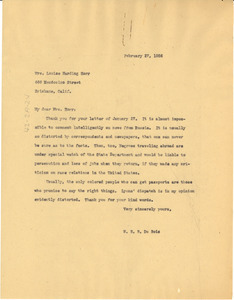 Letter from W. E. B. Du Bois to Louise Harding Horr
