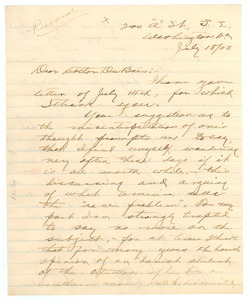 Letter from Alfred Holt Stone to W. E. B. Du Bois
