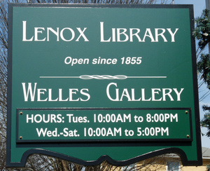 Lenox Library: sign for Lenox Library and Welles Gallery