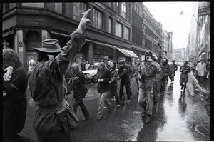 Vietnam Veterans Against the War demonstration 'Search and destroy': veterans capturing 'prisoners of war' on Boston Common