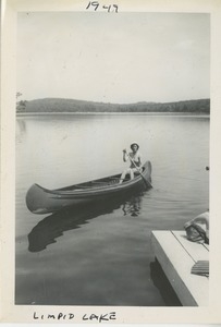 Bernice Kahn paddling in a canoe