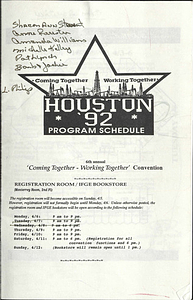 Houston '92 Program Schedule