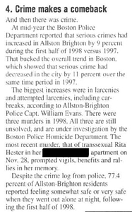 A Clipping About Rita Hester's Murder and Other Boston Violence