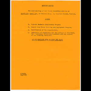 Agenda for Clergy Committee on Renewal meeting held April 8, 1964