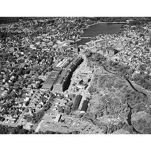 Center area, industrial buildings and residential area, Sanford, ME