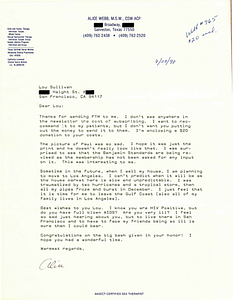 Correspondence from Alice Webb to Lou Sullivan (June 20, 1990)