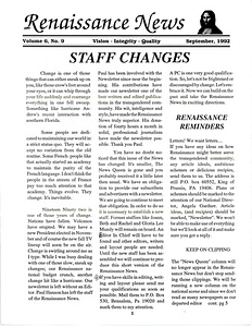 Renaissance News, Vol. 6 No. 9 (September 1992)
