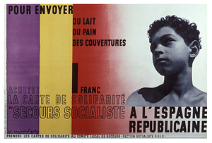Pour envoyer du lait du pain des couvertures achetez la carte de solidarité du secours socialiste a l'espagne republicaine. 1 franc. Prendre les cartes de solidarité au comité local de secours.