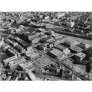 Aerial view of Northeastern's main campus