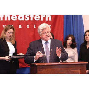 Senator Kennedy speaks at press conference on student financial aid cuts