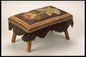Footstool with Hooked Covering