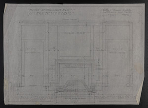 Plan & Elevation of Fire Place End, Main Hall, House at Brookline, Mass. for Mrs. Talbot C. Chase, Jan. 22, 1930