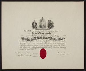 Bunker Hill Monument Assocation membership certificate, 1903