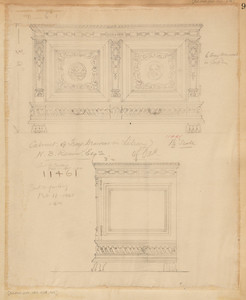 "Cabinet of Tray Drawers in Library of Oak"