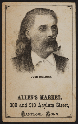Trade card for Allen's Market, 308 and 310 Asylum Street, Hartford, Connecticut, undated