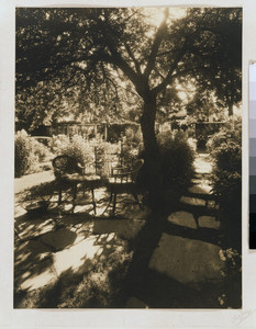 Terrace and gardens in summer, Hamilton House, South Berwick, Maine