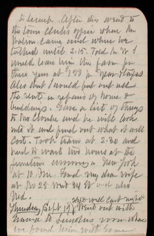 Thomas Lincoln Casey Notebook, September 1889-November 1889, 05, to lunch. After this went to