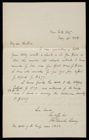 Thomas Lincoln Casey to General Silas Casey, May 20, 1858