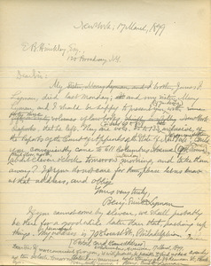 Letter from Benjamin Smith Lyman to E. B. Hinckley