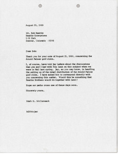 Letter from Mark H. McCormack to Bob Beattie