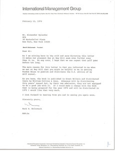Letter from Mark H. McCormack to Alexander Rylander