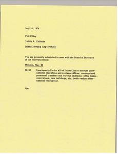 Memorandum from Judy A. Chilcote to Phil Pilley