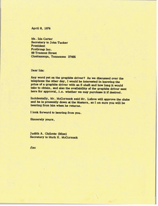 Letter from Judy A. Chilcote to Ida Carter