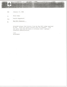 Memorandum from Laurie Roggenburk to Peter Kuhn