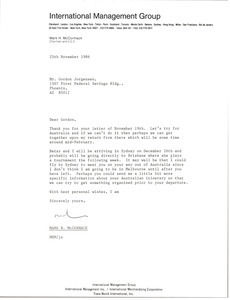 Letter from Mark H. McCormack to Gordon Jorgensen