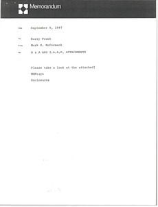 Memorandum from Mark H. McCormack to Barry Frank