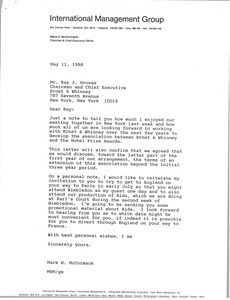 Letter from Mark H. McCormack to Ray J. Groves