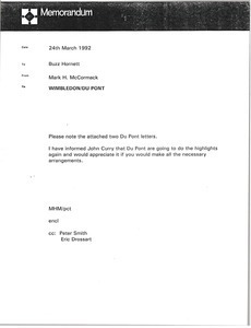 Memorandum from Mark H. McCormack to Buzz Hornett