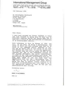 Letter from Mark H. McCormack to Christoper MacDonald