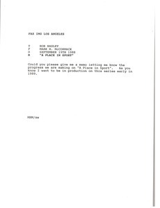 Fax from Mark H. McCormack to Bob Bagley