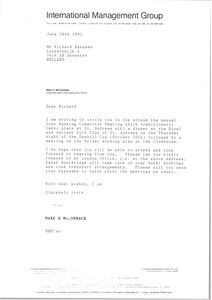 Letter from Mark H. McCormack to Richard Rahusen