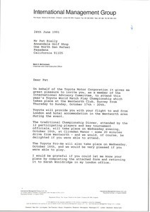 Letter from Mark H. McCormack to Pat Rielly