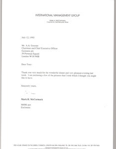 Letter from Mark H. McCormack to A. A. Greener