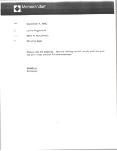 Memorandum from Mark H. McCormack to Laurie Roggenburk