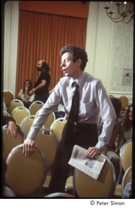 MUSE concert and rally: man asking a question at a press conference