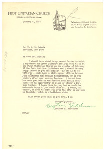 Letter from First Unitarian Church to W. E. B. Du Bois