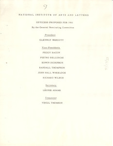 Officers proposed for 1960