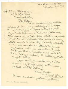 Letter from Loun R. Miller to the Crisis