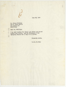 Letter from W. E. B. Du Bois to Bruce Phillips