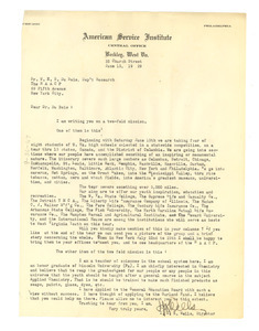 Letter from the American Service Institute to W. E. B. Du Bois