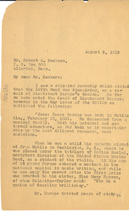 Letter from Secretary to W. E. B. Du Bois to Robert A. Sanborn