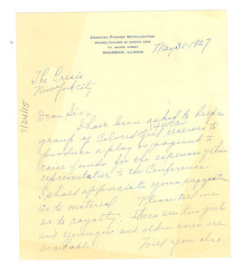 Letter from Genevra Parker McNaughton to Crisis