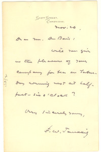 Letter from F. W. Taussig to W. E. B. Du Bois