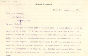 Letter from W. E. B. Du Bois to Miss M. B. Marston