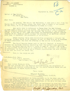 Letter from L. B. Landry to The Crisis